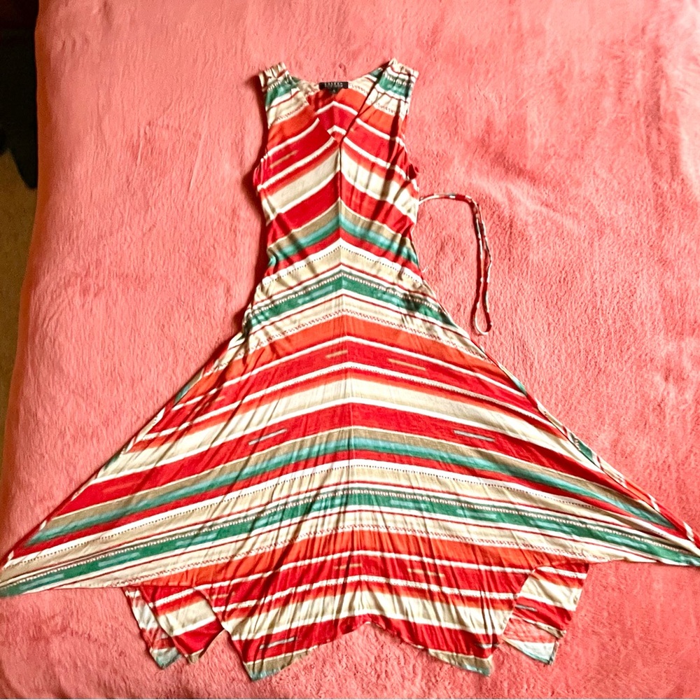 Lauren Ralph Lauren Chevron Maxi Dress in Red, orange, and Teal.